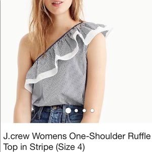 J Crew off the shoulder striped ruffle top size 4